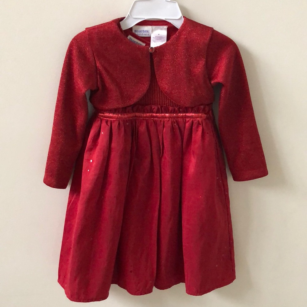 Girls Holiday Dress in Red with removable Sweater